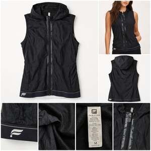 Fabletics Black Hooded Full Zip Windbreaker Vest Size M